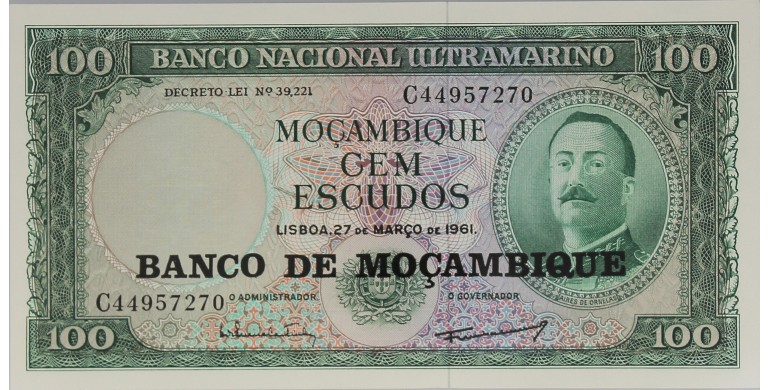 Billet, Mozambique, 100 Escudos A. De Ornelas, 1961, B10270