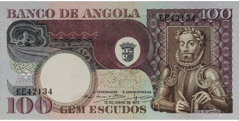 Billet, Angola, 100 Escudos Luiz De Camoes, 1973, B10271