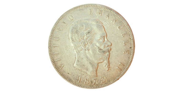 Monnaie, Italie , 5 lire, Victor Emmanuel II, Argent, 1873, Milan (M), P10841
