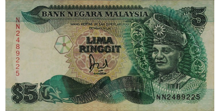 Billet, Malaysie, 5 Ringgit T. A. Rahman, 1989, B10297