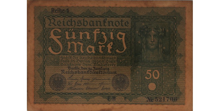 Billet, Allemagne, 50 Mark , 24/06/1919, B10332