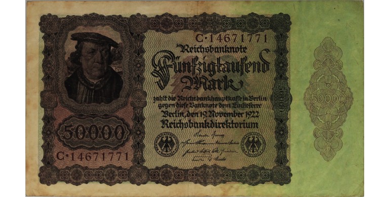 Billet, Allemagne, 50000 Mark , 19/11/1922, B10335