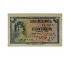 Billet, Espagne, 5 Pesetas Silver Certificates, 1935, B10352