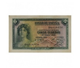 Billet, Espagne, 5 Pesetas Silver Certificates, 1935, B10353