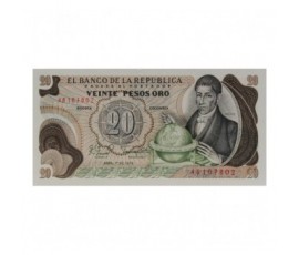 Billet, Colombie, 20 Pesos Oro Fransisco José de Caldas, 01/04/1979, B10376