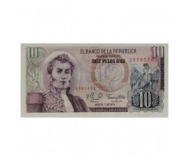Billet, Colombie, 10 Pesos Oro Général Antono Narino, 07/08/1979, B10377