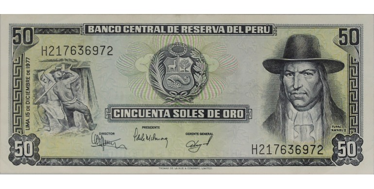 Billet, Pérou, 50 Soles De Oro , 15/12/1977, B10384