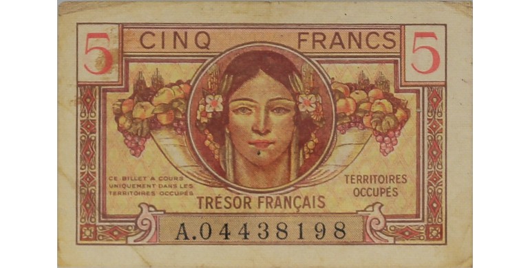 Billet, France , 5 Francs Territoires Occupés, 1947, B10400