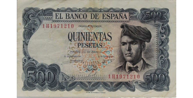 Billet, Espagne, 500 Pesetas Jacinto Verdaguer, 23/07/1971, B10442