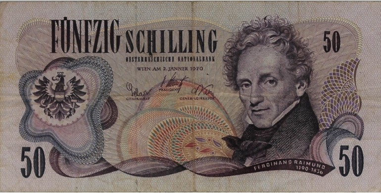 Billet, Autriche, 50 Shilling Ferdinand Raimund, 02/01/1970, B10455