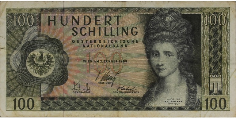 Billet, Autriche, 100 Shilling Angelika Kauffmann, 02/01/1969, B10456