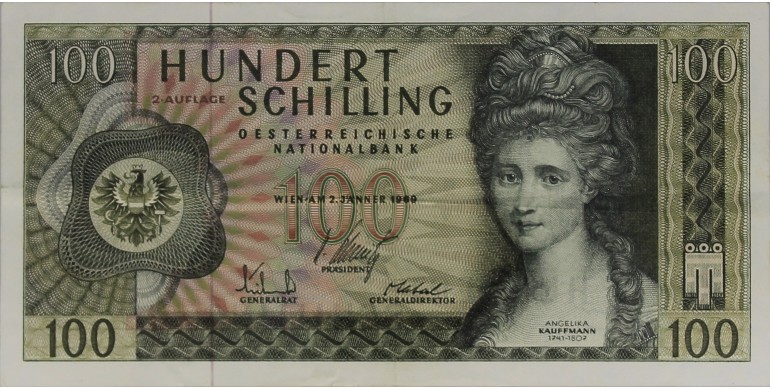 Billet, Autriche, 100 Shilling Angelika Kauffmann - Emission 2, 02/01/1969 (1981), B10457