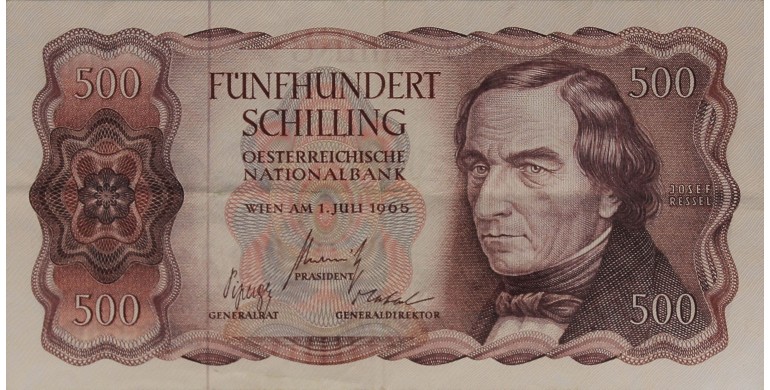 Billet, Autriche, 500 Shilling Josef Ressel, 01/07/1965, B10458