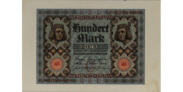 Billet, Allemagne - République De Weimar, 100 Mark Bamberg Horseman, 01/11/1920, B10473