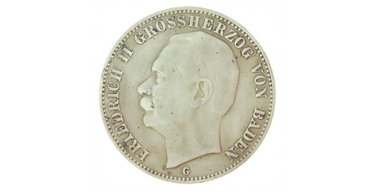 Monnaie, Baden, 3 mark, Friedrich II, Argent, 1908, Karlsrühe (G), P10916