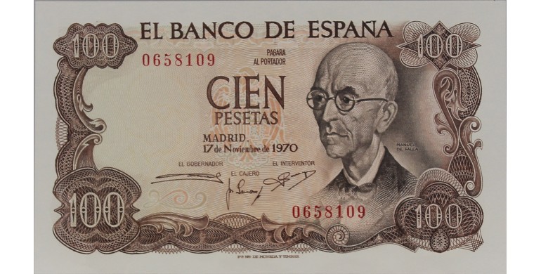 Billet, Espagne, 100 Pesetas Manuel de Falla, 17/11/1970, B10496