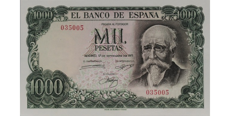 Billet, Espagne, 1000 Pesetas José Echegaray, 17/09/1971, B10498