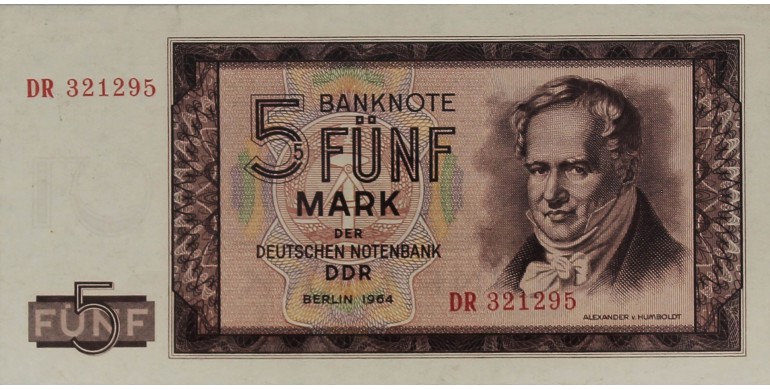 Billet, Allemagne - République Démocratique, 5 Mark Alexander Von Humboldt, 1964, B10504