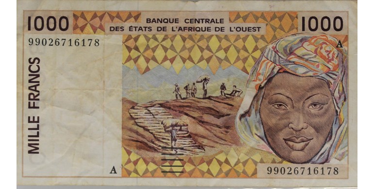 Billet, Côte D'Ivoire, 1000 Francs , 1999, B10521