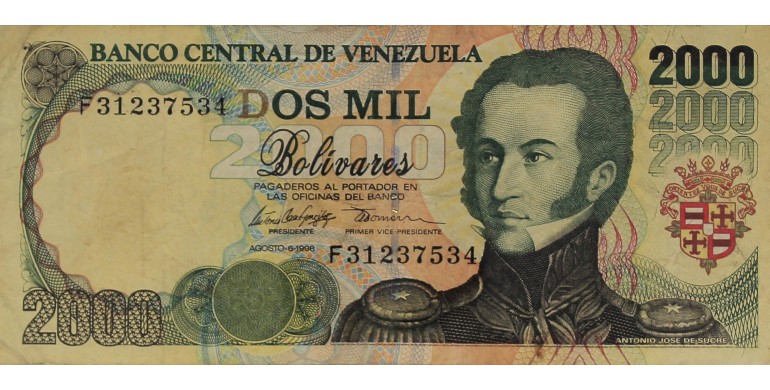 Billet, Venezuela , 2000 Bolivares Antonio José De Sucre, 06/08/1998, B10525
