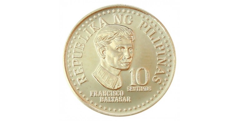 Monnaie, Philippines, 10 sentimos BE, Francisco Baltasar, Cupronickel, 1975, Franklin (Usa), P10924