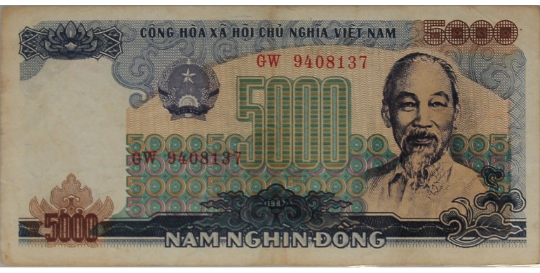 Billet, Vietnam, 5000 Dong Ho Chi Minh, 1987, B10534