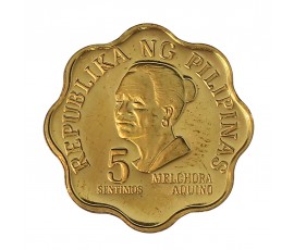 Monnaie, Philippines, 5 sentimos BE, Melchora Aquino, Laiton, 1975, Franklin (Usa), P10925