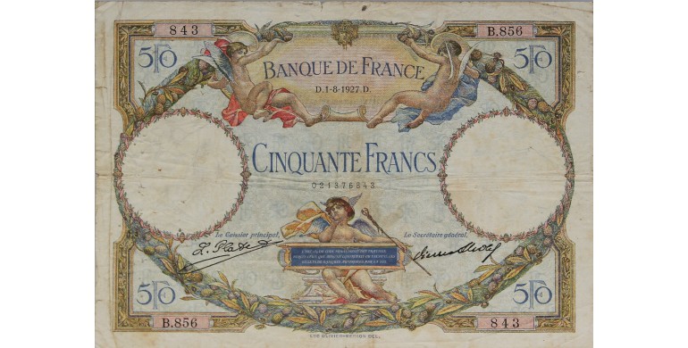 Billet, France , 50 Francs Luc Olivier Merson, 01/08/1927, B10552