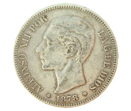 Monnaie, Espagne , 5 pesetas, Alfonso XII, Argent, 1878 (78), Madrid, P10937
