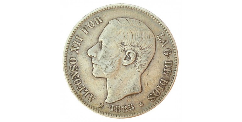 Monnaie, Espagne , 5 pesetas, Alfonso XII, Argent, 1885 (87), Madrid, P10938