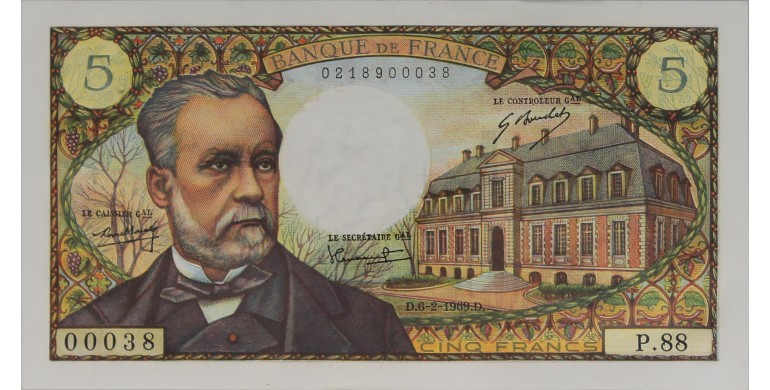 Billet, France , 5 Francs Pasteur, 06/02/1969, B10599