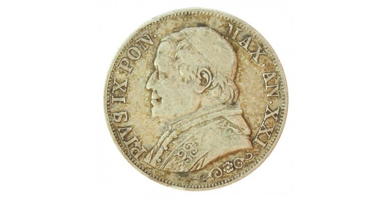 Monnaie, Etats Pontificaux, 1 lire, Pie IX, Argent, 1866, Rome (R), P10961