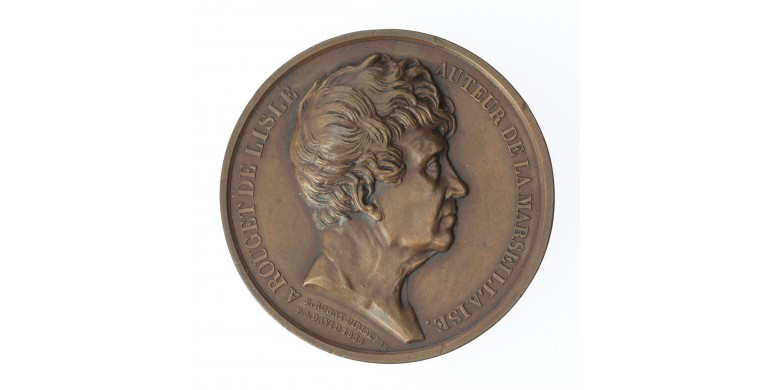 Médaille d'hommage à Claude Joseph Rouget de Lisle,1833,Bronze, M10035