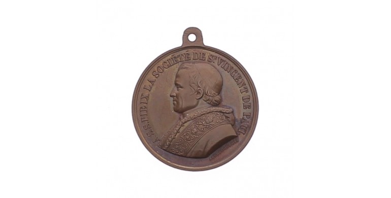Médaille de Pie IX pour la société de Saint Vincent de Paul,1855,Cuivre, M10062