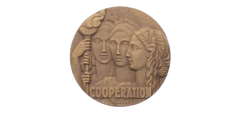 Médaille Art déco en bronze de Raymond Pelletier en hommage à la Coopération,S.d,Bronze, M10134