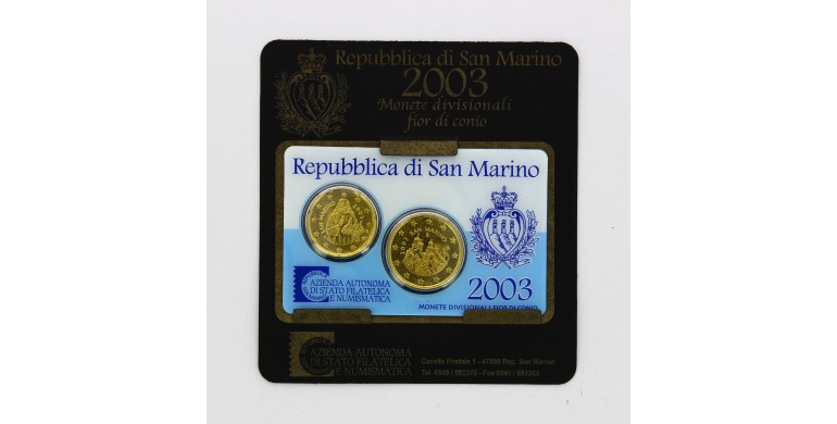 Saint-Marin, Mini set FDC Euros 2003, 2 pièces, C10093