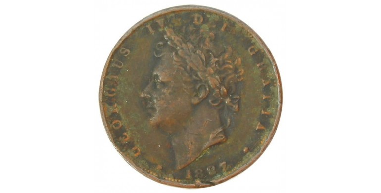 Monnaie, Grande-Bretagne, Farthing, George IV, Cuivre, 1827,, P11060