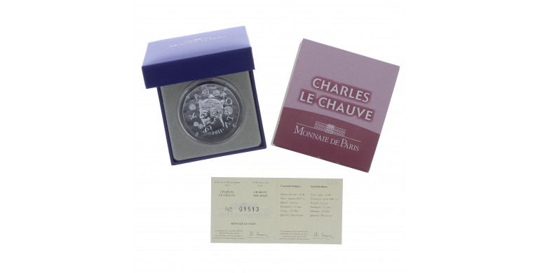 Monnaie, France, 10 Euros BE Charles le Chauve, Monnaie de Paris, Argent, 2011, Pessac, P13095