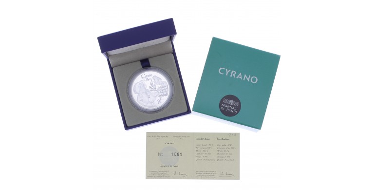 Monnaie, France, 10 Euros BE Cyrano de Bergerac, Monnaie de Paris, Argent, 2012, Pessac, P13138