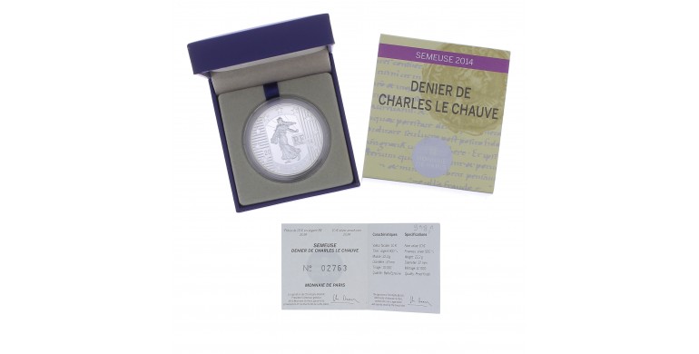 Monnaie, France, 10 Euros BE Monnaies françaises: le denier de 864 , Monnaie de Paris, Argent, 2014, Pessac, P13141
