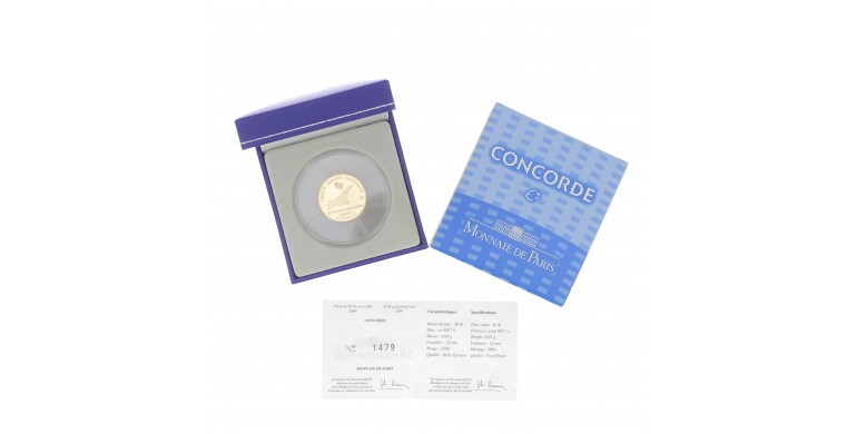 Monnaie, France, 1/4 Once 50 Euros BE 40è anniversaire du premier vol de la Concorde, Monnaie de Paris, Or, 2009, Pessac, P13194