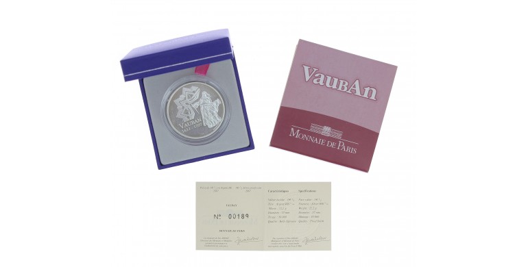Monnaie,France,1 1/2 EURO 300ème anniversaire de la mort de Sébastien Le Prestre de Vauban,Monnaie de Paris,Argent,2007,P13510