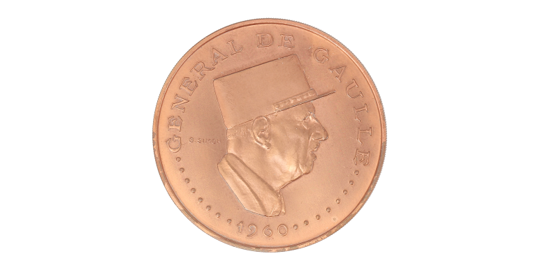Essai, Tchad, 10 000 Francs Charles de Gaulle, cuivre, 1960, P13660