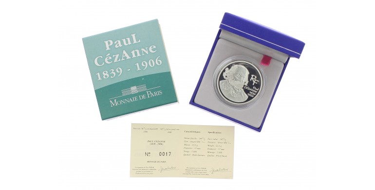 Monnaie de Paris,  € 1/2 BE 100ème anniversaire de la mort de Paul Cézanne, Argent, 2006, Pessac, P14617