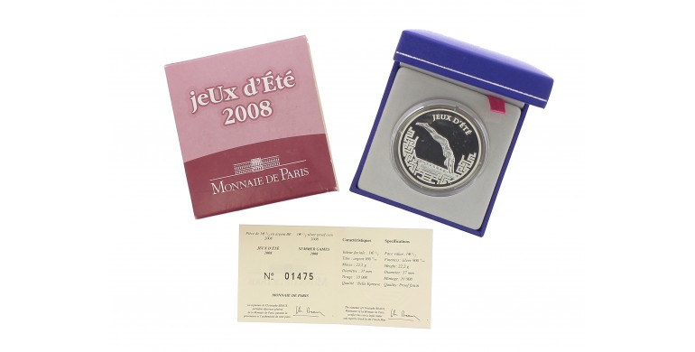 Monnaie de Paris, 1 € 1/2 BE Natation, Argent, 2008, Pessac, P14618