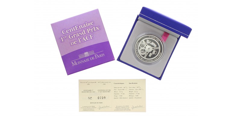 Monnaie de Paris, 1 € 1/2 BE Centenaire 1er "Grand Prix de France" (ACF), Argent, 2006, Pessac, P14626