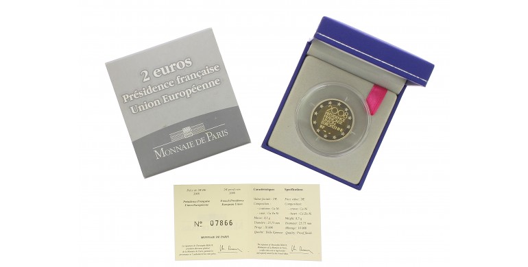 Monnaie de Paris, 2 € BE Présidence française de l'Union Européenne, Cupro-nickel, 2008, Pessac, P14633