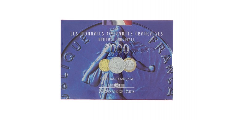 France, Coffret BU Série des monnaies courantes françaises 2000, 10 pièces, C10395