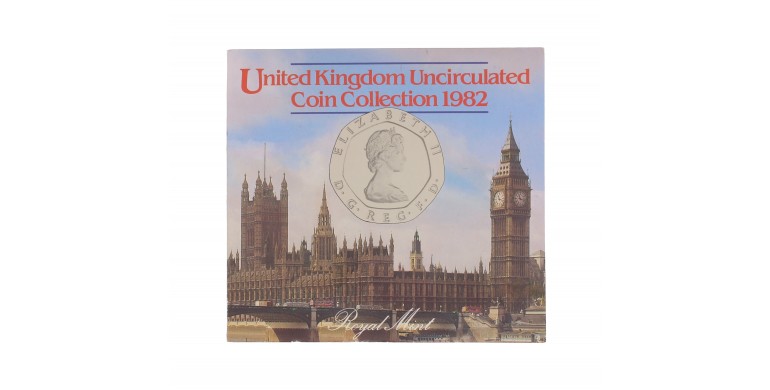 Royaume-Uni , Coffret BU série officielle des pièces d'usage courant 1982, 7 pièces, C10435