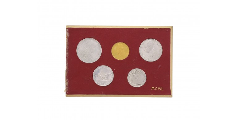 Vatican, Série de Lires (100 Lires Or) Pape Pie XII 1950, 5 pièces, C10506